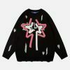 retro star fringe sweater edgy & vibrant streetwear 3211