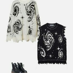 retro starry night jacquard sweater urban chic 2197