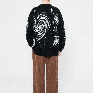 retro starry night jacquard sweater urban chic 2417