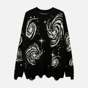 retro starry night jacquard sweater urban chic 2930