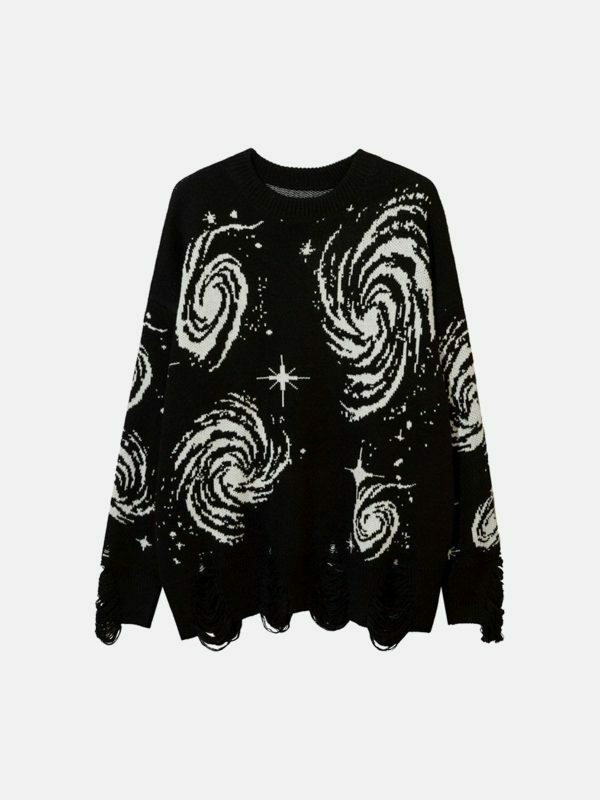 retro starry night jacquard sweater urban chic 2930