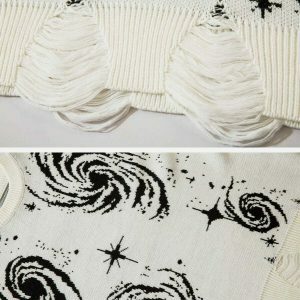 retro starry night jacquard sweater urban chic 3590