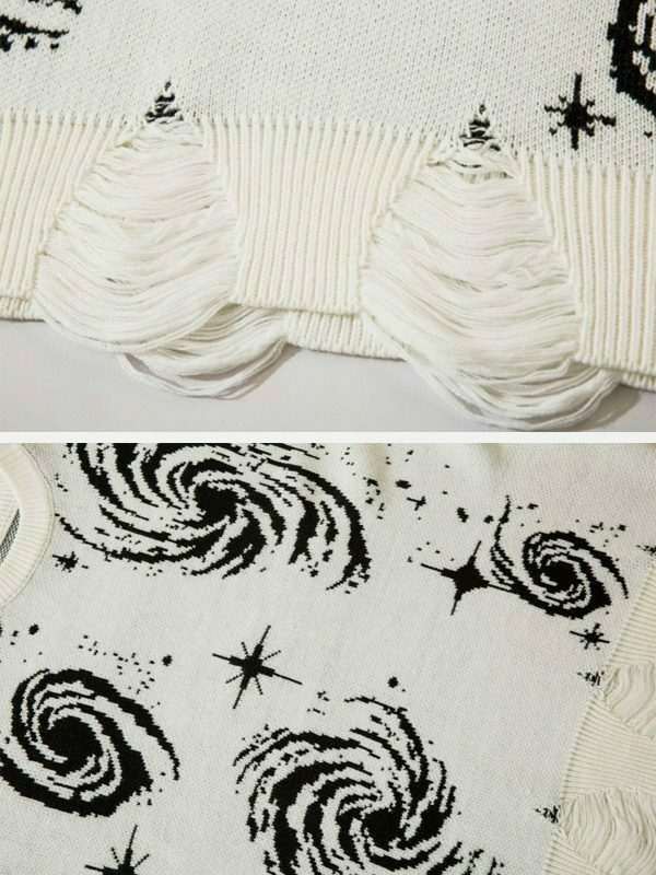 retro starry night jacquard sweater urban chic 3590