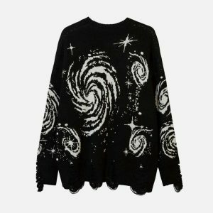 retro starry night jacquard sweater urban chic 4608