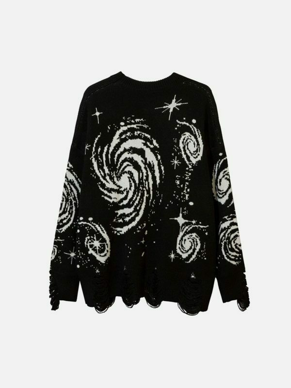 retro starry night jacquard sweater urban chic 4608