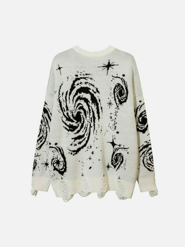 retro starry night jacquard sweater urban chic 5591