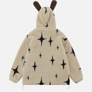 retro starry sherpa coat   chic urban winter essential 2591