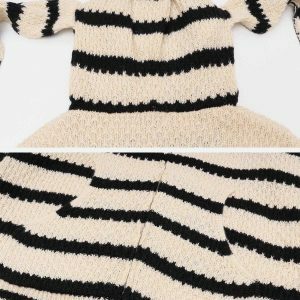 retro stripe rabbit ear hoodie 3369