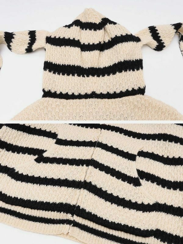 retro stripe rabbit ear hoodie 3369