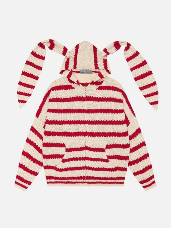 retro stripe rabbit ear hoodie 6913