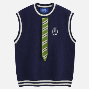 retro tie sweater vest urban fashion trend 3666