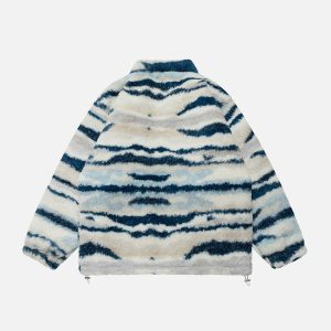 retro west coast sherpa coat with striped contrast 8389