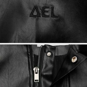 retro zipup leather jacket edgy & chic streetwear 6219