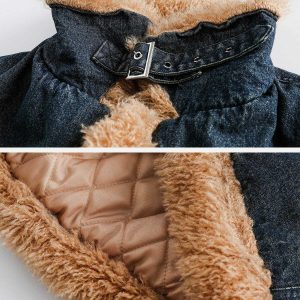 revolutionary denim patchwork sherpa coat 3068