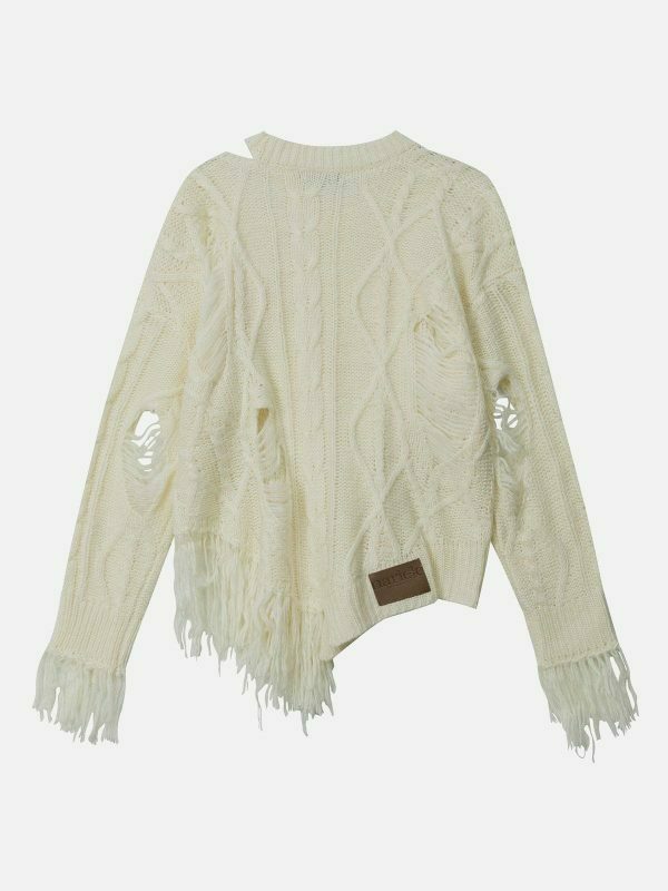 revolutionary distressed fringe sweater urban edge 1166