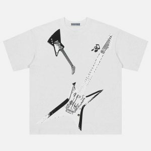 revolutionary guitar print tee edgy & vibrant streetwear 6062