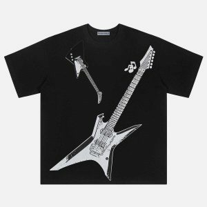 revolutionary guitar print tee edgy & vibrant streetwear 7490