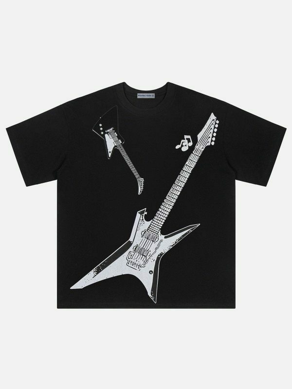 revolutionary guitar print tee edgy & vibrant streetwear 7490