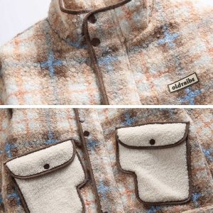 revolutionary plaid sherpa jacket with 3d pocket 6295