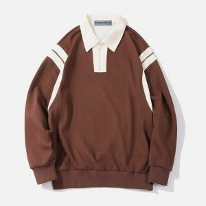 revolutionary stripe patchwork polo sweatshirt 2710