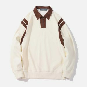 revolutionary stripe patchwork polo sweatshirt 3707