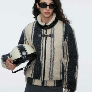 revolutionary stripe sherpa coat 3889