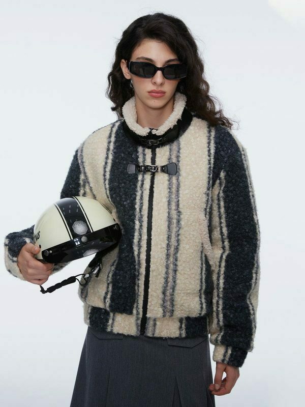 revolutionary stripe sherpa coat 3889