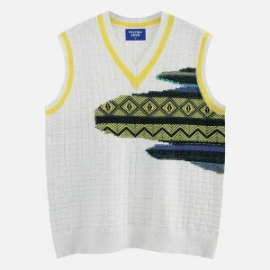 revolutionary tribal pattern sweater vest 1027