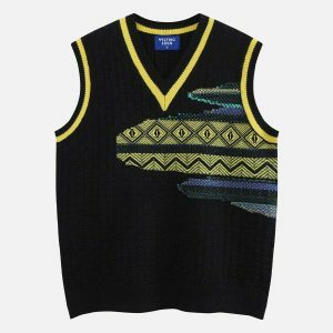 revolutionary tribal pattern sweater vest 7203