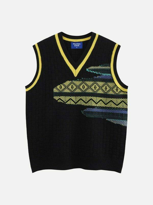 revolutionary tribal pattern sweater vest 7203