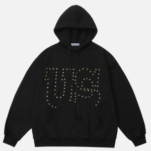 rivet embroidered hoodie edgy urban streetwear icon 7392