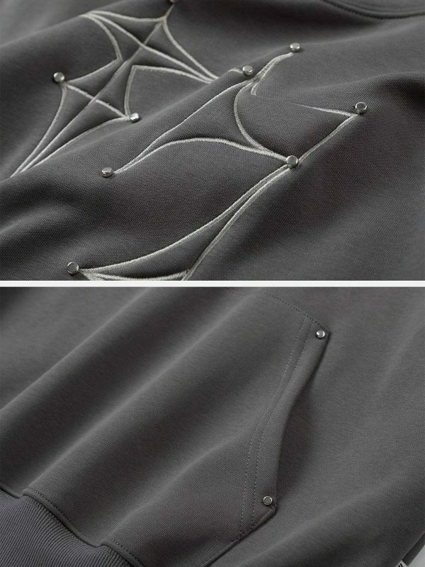 rivet line graphic hoodie edgy streetwear essential 5912