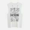 skeleton print necklace vest   edgy streetwear statement 2058