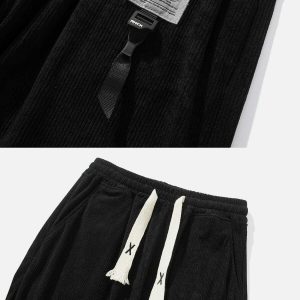 sleek labeled drawstring pants urban & youthful design 4946