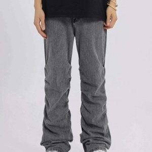 sleek pleated jeans with zip design youthful edge 5825