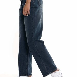 sleek wide leg jeans   youthful straight cut design 6563