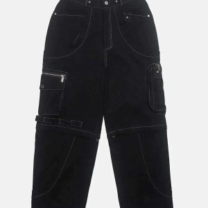 sleek zip off detachable pants versatile streetwear look 4701