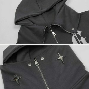 sleek zip up turtleneck hoodie   urban chic essential 8555