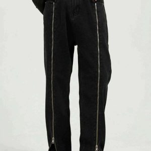 sleek zippered jeans straightleg for a youthful look 4891