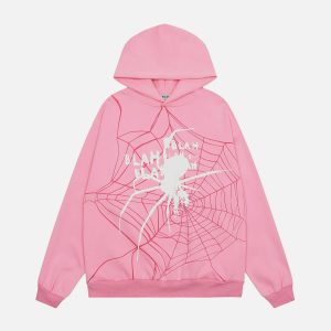 spider shadow print hoodie   edgy streetwear essential 7786