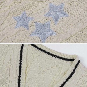 star embroidered cardigan youthful & chic streetwear staple 8127