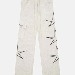 star print sweatpants youthful & dynamic streetwear choice 6392