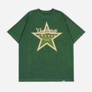 star print tee youthful & vibrant urban style 2605