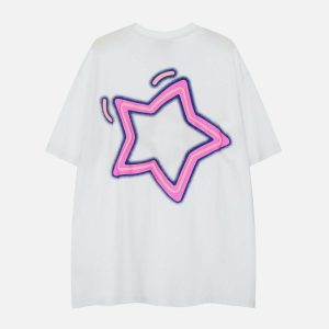 star print tee youthful & vibrant urban style 7190