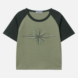 star rhinestone tee youthful & chic streetwear appeal 1022