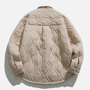 striped badge winter coat iconic & warm streetwear 2789