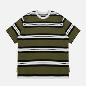 striped cotton tee youthful & dynamic print design 2915