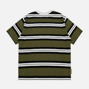 striped cotton tee youthful & dynamic print design 3419