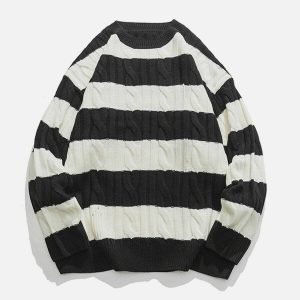 striped knit sweater youthful striped sweater dynamic knit design 3867