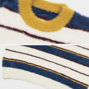 striped knit sweater youthful striped sweater dynamic knit design 4803